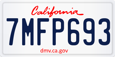 CA license plate 7MFP693