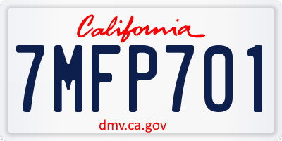 CA license plate 7MFP701