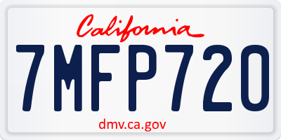 CA license plate 7MFP720
