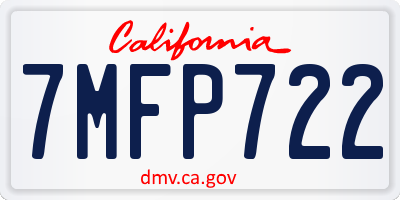 CA license plate 7MFP722