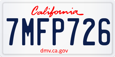 CA license plate 7MFP726
