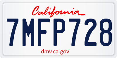 CA license plate 7MFP728