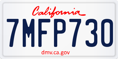 CA license plate 7MFP730