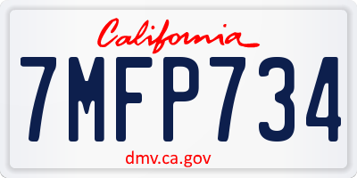 CA license plate 7MFP734