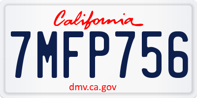 CA license plate 7MFP756