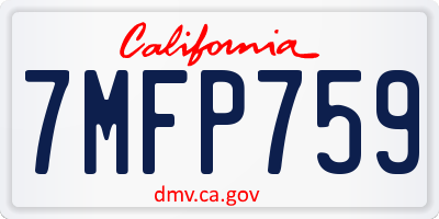 CA license plate 7MFP759