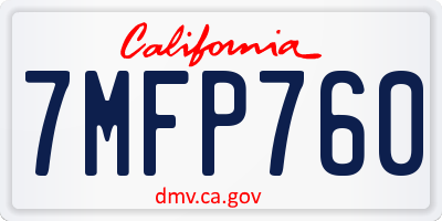 CA license plate 7MFP760