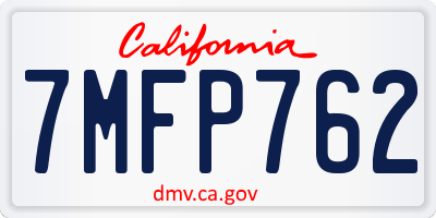 CA license plate 7MFP762