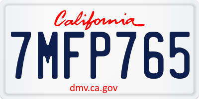 CA license plate 7MFP765