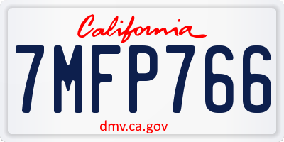 CA license plate 7MFP766