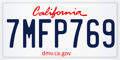 CA license plate 7MFP769