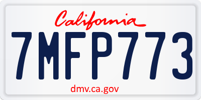 CA license plate 7MFP773