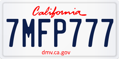 CA license plate 7MFP777