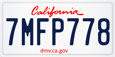CA license plate 7MFP778