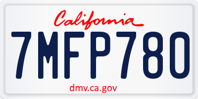 CA license plate 7MFP780