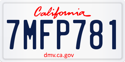 CA license plate 7MFP781