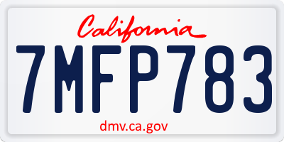 CA license plate 7MFP783