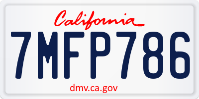 CA license plate 7MFP786