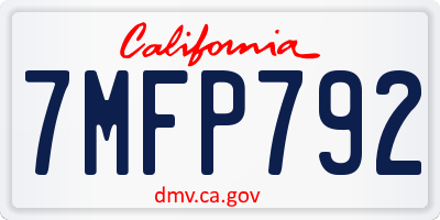 CA license plate 7MFP792