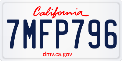 CA license plate 7MFP796