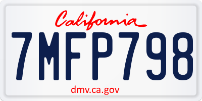 CA license plate 7MFP798