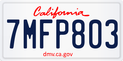 CA license plate 7MFP803