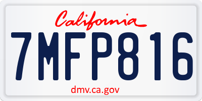CA license plate 7MFP816