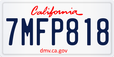 CA license plate 7MFP818