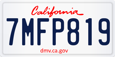 CA license plate 7MFP819