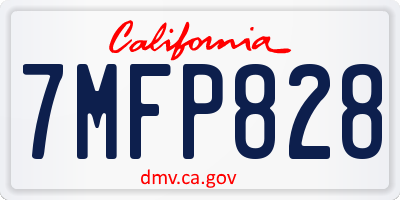 CA license plate 7MFP828