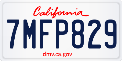 CA license plate 7MFP829