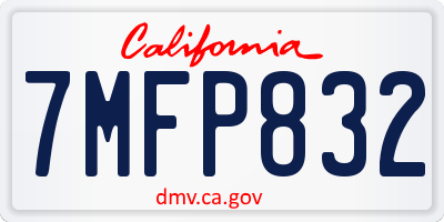 CA license plate 7MFP832
