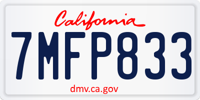 CA license plate 7MFP833