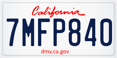 CA license plate 7MFP840