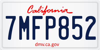 CA license plate 7MFP852