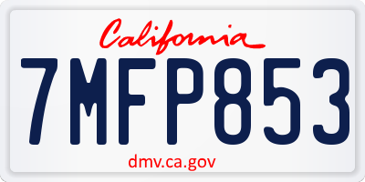 CA license plate 7MFP853