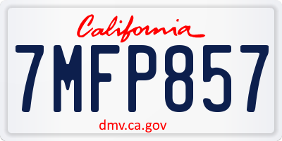 CA license plate 7MFP857