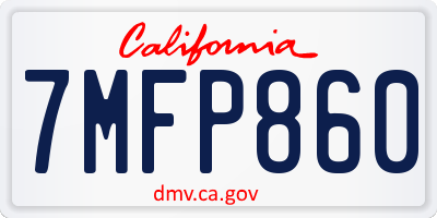 CA license plate 7MFP860