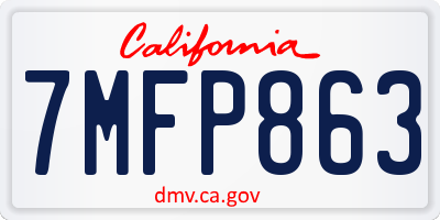 CA license plate 7MFP863