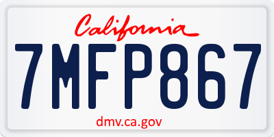 CA license plate 7MFP867