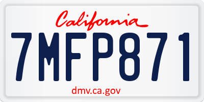CA license plate 7MFP871