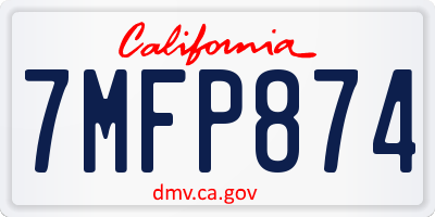CA license plate 7MFP874