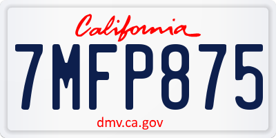 CA license plate 7MFP875
