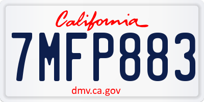 CA license plate 7MFP883