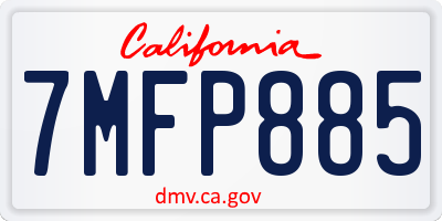 CA license plate 7MFP885