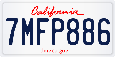 CA license plate 7MFP886