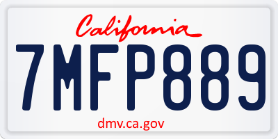 CA license plate 7MFP889