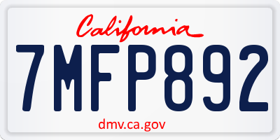 CA license plate 7MFP892