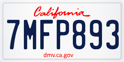 CA license plate 7MFP893