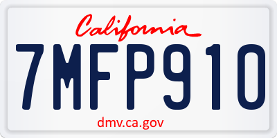 CA license plate 7MFP910